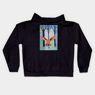 Barn Owl in flight Kids Hoodie